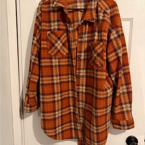 Maurices Plaid Jacket in Tan and Rust Tones